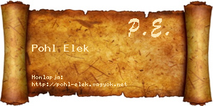 Pohl Elek névjegykártya
