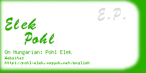 elek pohl business card